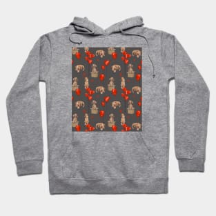 vizsla  dog pattern grey Hoodie